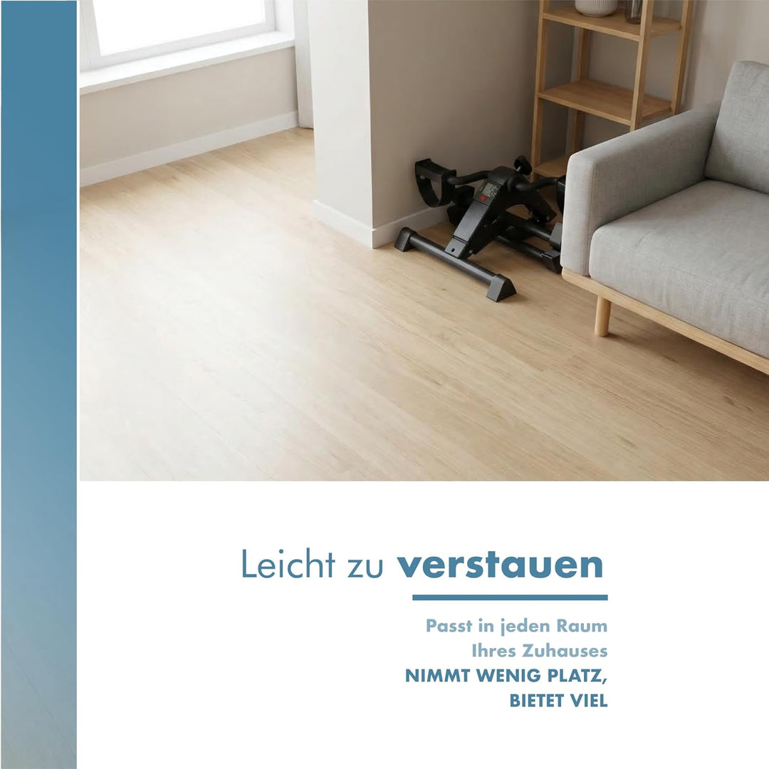 PORTENTUM Pedaltrainer für Senioren mit verbesserter Basis und Rutschfester Matte – Faltbar – LCD-Di