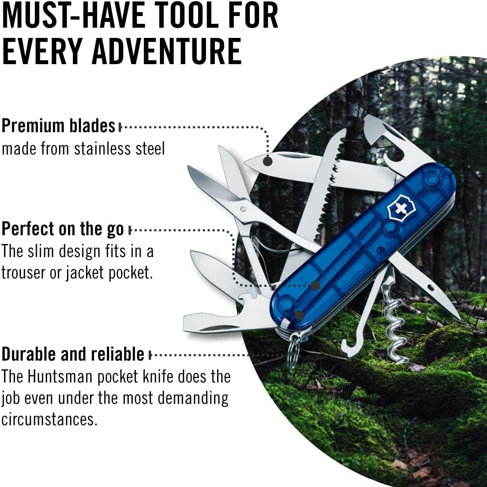 Victorinox Schweizer Taschenmesser Huntsman, Multitool, Swiss Army Knife mit 15 Funktionen, Klinge,