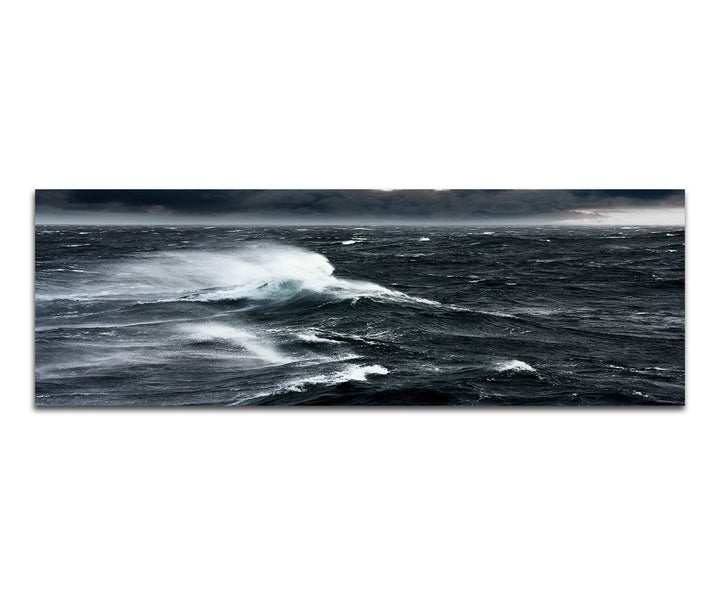 Paul Sinus Art Panoramabild auf Leinwand und Keilrahmen 150x50cm Ozean Meer Wellen Sturm Wolken