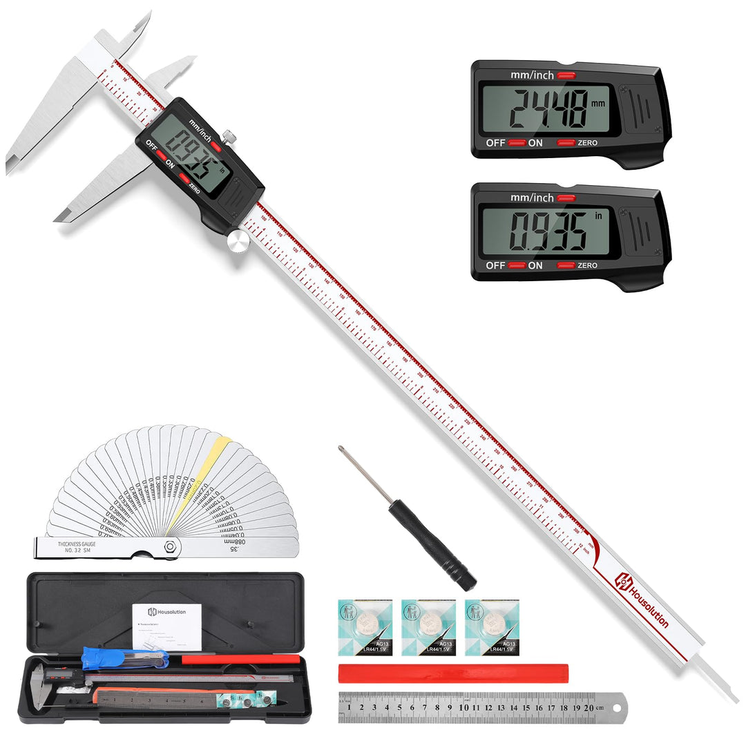 Housolution Digitaler Messschieber 12", Messschieber mit grossem LCD-Bildschirm, Zoll/MM, 4 Messwege