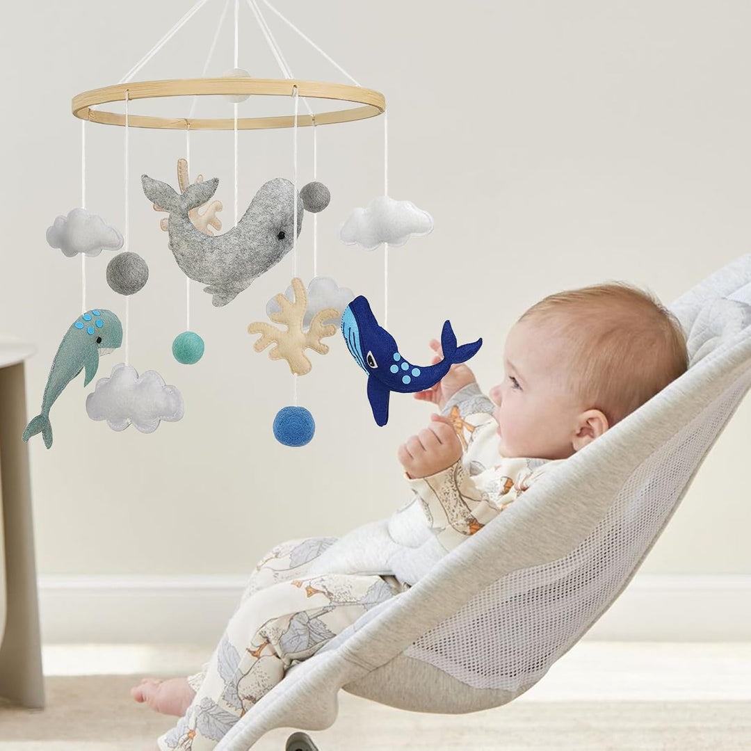 Mobil Baby Filz Wale Koralle Holz Meeres-Elemente Hängende Bettglocke Windspiel für Neugeborene Gesc