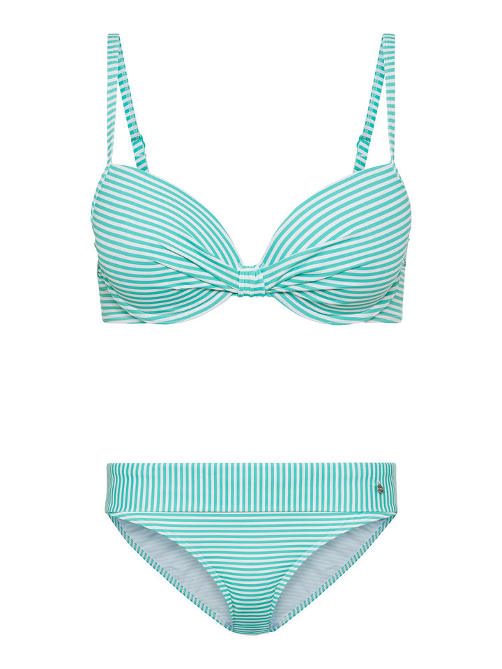 s.Oliver Damen Bügel-Bikini mit Streifendesign, wattierte Cups, Träger verstellbar, Hose mit Umschla