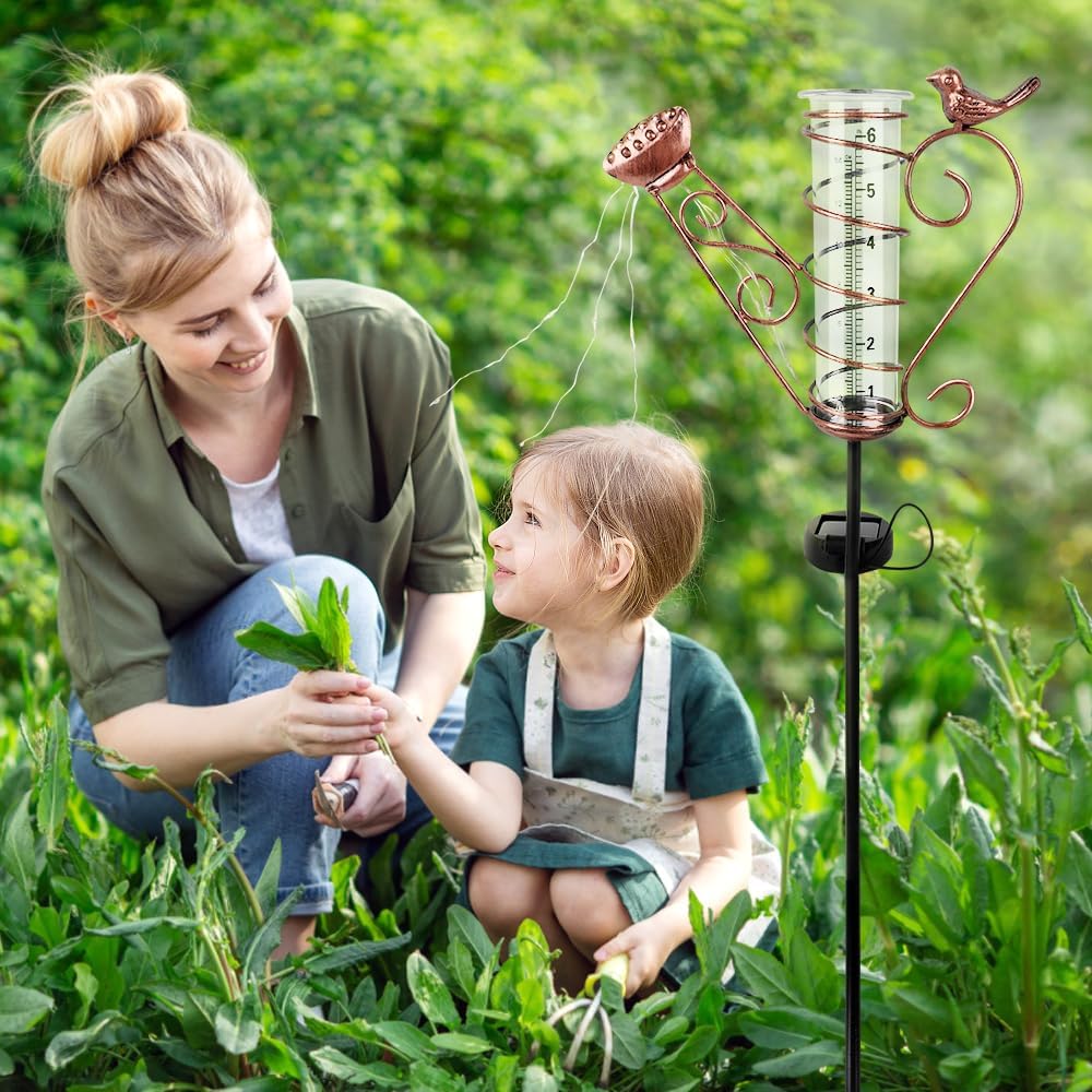 Lotvic Regenmesser für Garten, Regenmesser Frostsicher, Outdoor Regenmesser Glas Regenwassermesser,