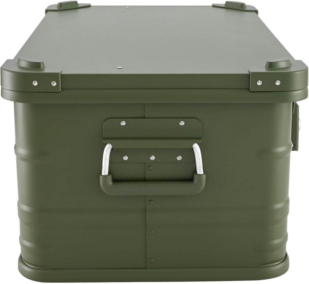 Alubox Alukiste abschliessbar E47G OLIVGRÜN - Premium Lagerbox 47 Liter - Materialstärke 1mm - Decke