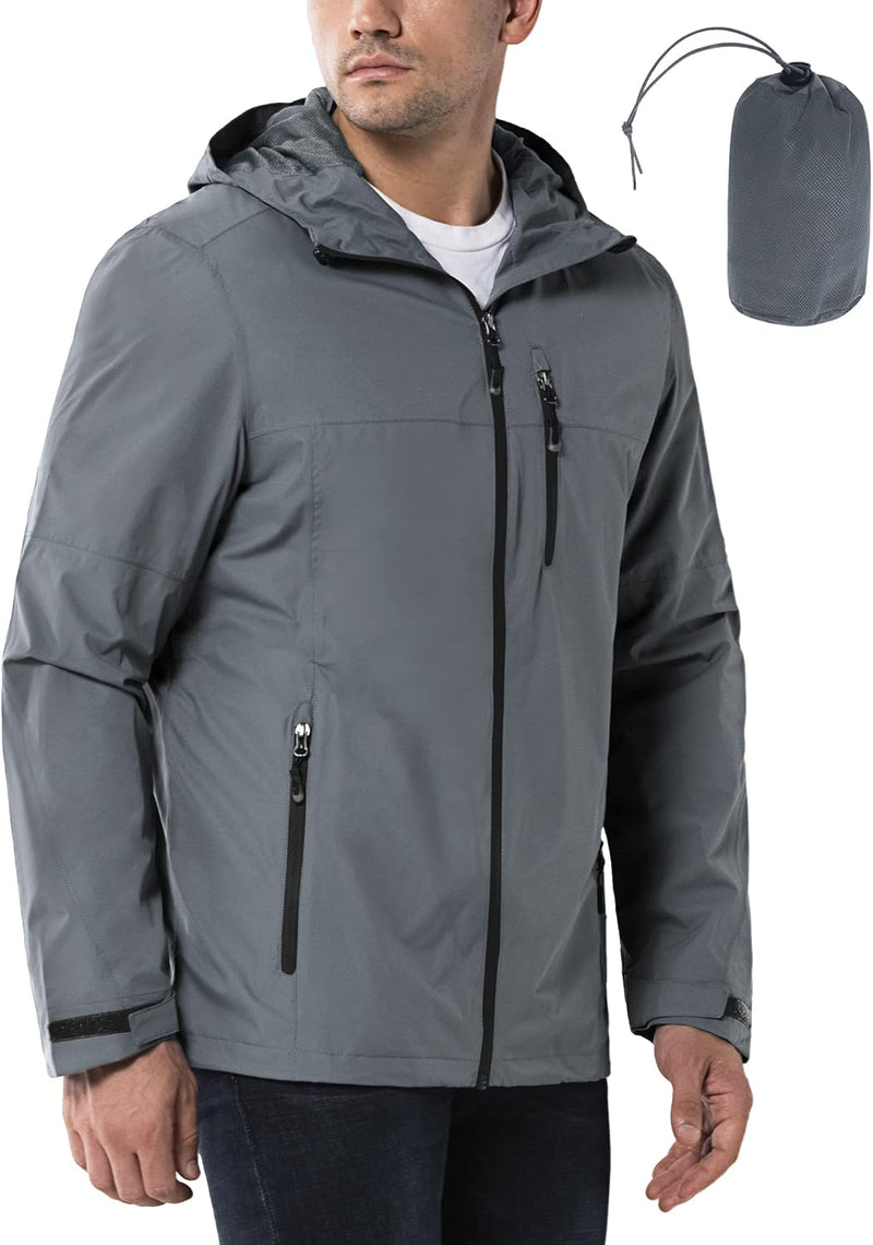 33,000ft Regenjacke Herren Wasserdicht Outdoorjacke Leichte Freizeitjacke Packbare Windjacke Fahrrad