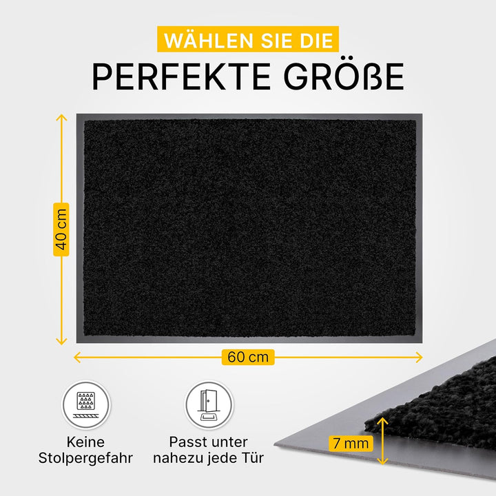 Entrando Fussmatte 40x60 cm für Innen & Aussen – Rutschhemmende Schmutzfangmatte mit Gummirücken, Fl