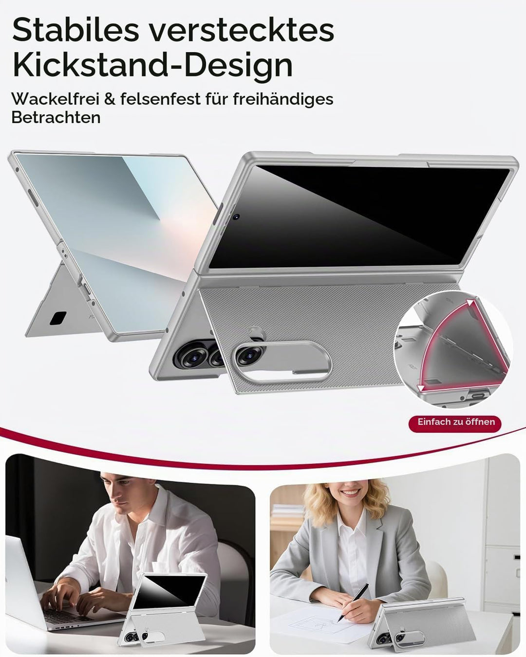 Miimall Handyhülle Kompatibel mit Samsung Galaxy Z Fold 7 Hülle mit Ständer, [Privacy Displayschutz]