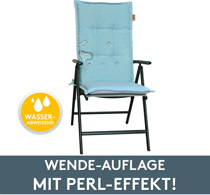 LILENO HOME Gartenstuhl Auflagen [2er Set - Hochlehner] in Grün - Bequeme Liegen als Sitzauflagen fü