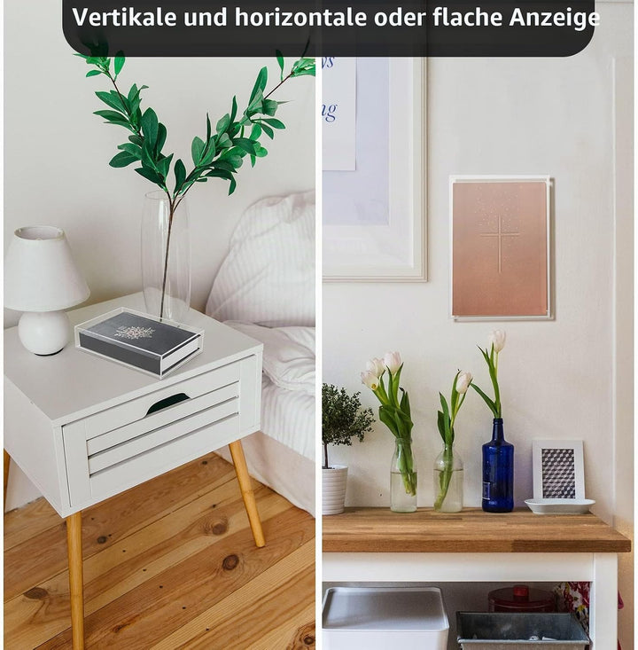 Transparente Vitrine für Bibel, Acryl-Wandhalterung, vertikale & horizontale Vitrinen, Buchvitrine F