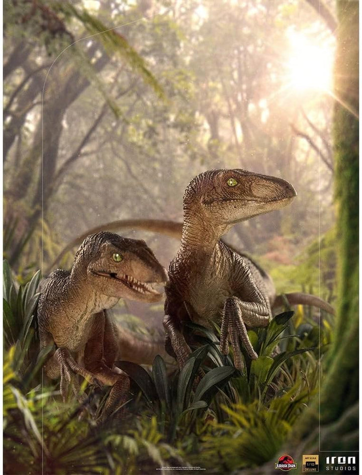 Iron Studios UNIVJP47221-10 1:10 Just The Two Raptors Deluxe Jurassic Park Figur Art Scale, Mehrfarb