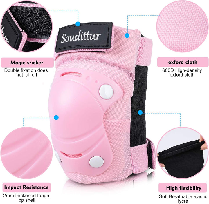 Soudittur Knieschoner Kinder Inliner Protektoren Set 3 IN 1 Knieschützer Kinder Ellenbogenschoner Ha