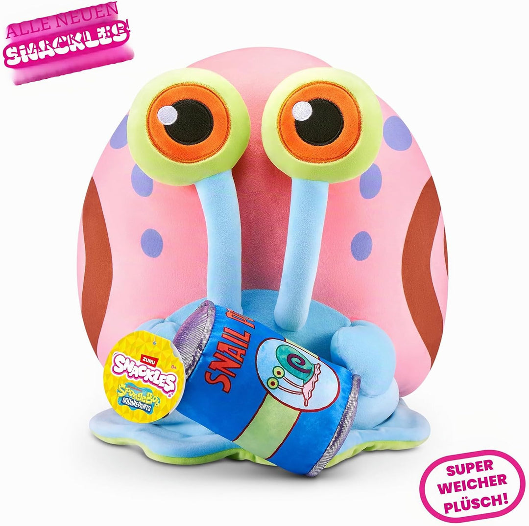 Snackles Figur Spongebob Schwammkopf, 35 cm grosses Plüschspielzeug (Gary The Snail) von ZURU, Plüsc