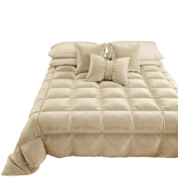 PETTI Artigiani Italiani - Steppdecke aus weichem und warmem Samt 350 g/m², Einzelbett, wendbar, Ste