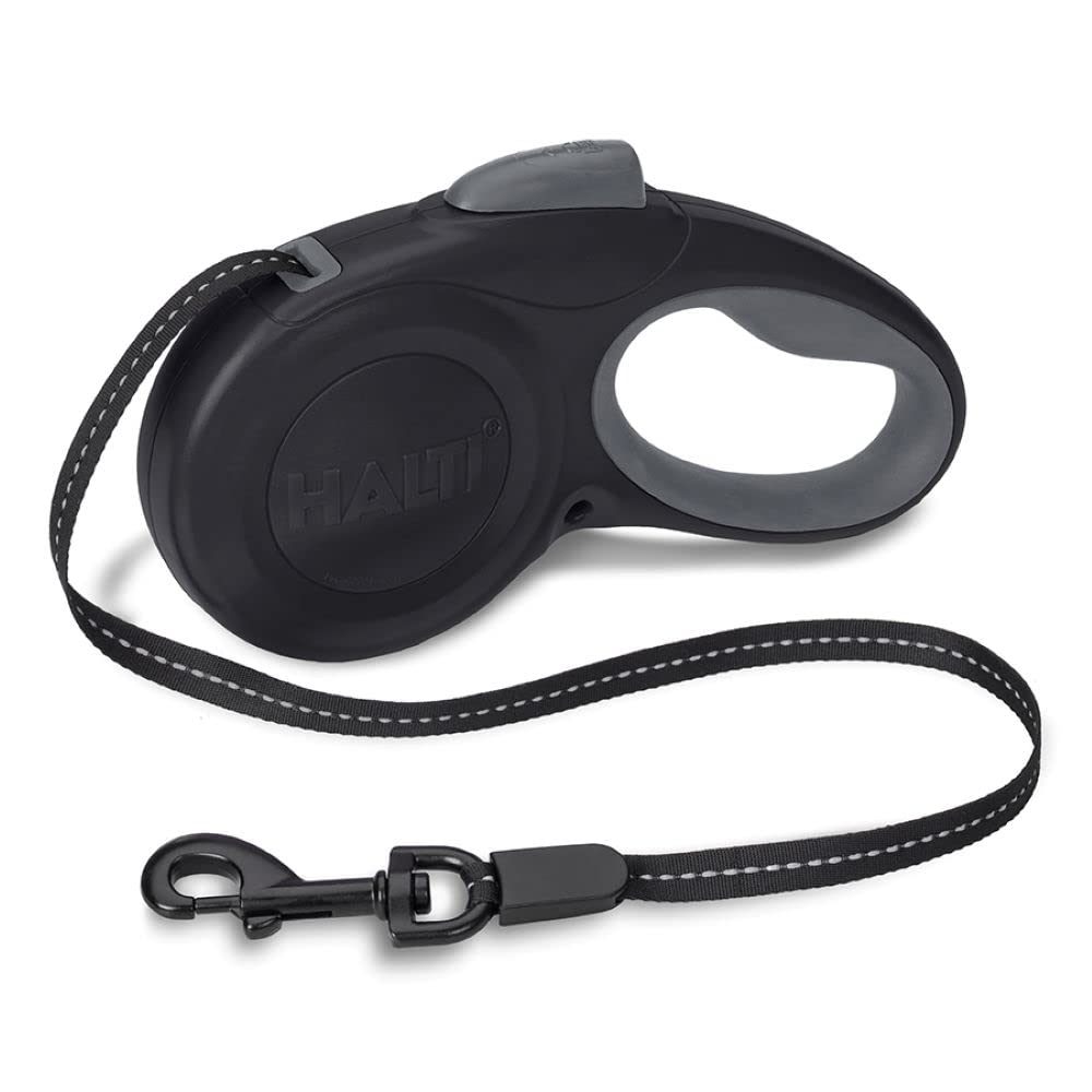 HALTI Rollleine - Hundeleine mit Reflektorgewebe, ergonomischer weicher Gelgriff und patentierte ein