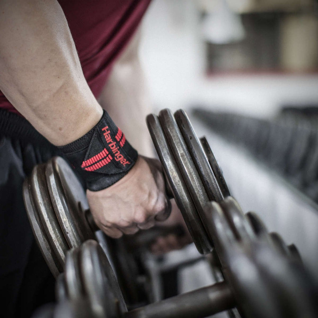 Harbinger Red Line Gewichtheber Handgelenk Wraps für Stabilität & Support Beim Krafttraining, Rot /