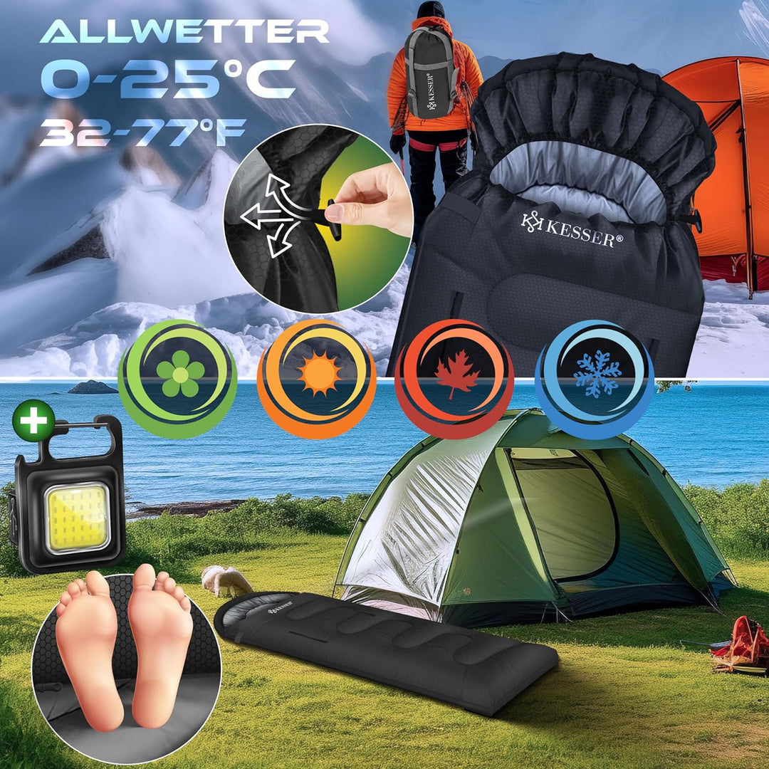 KESSER® Schlafsack Outdoor | Deckenschlafsack 3-4 Jahreszeiten | Camping-Sleeping-Bag für Erwachsene