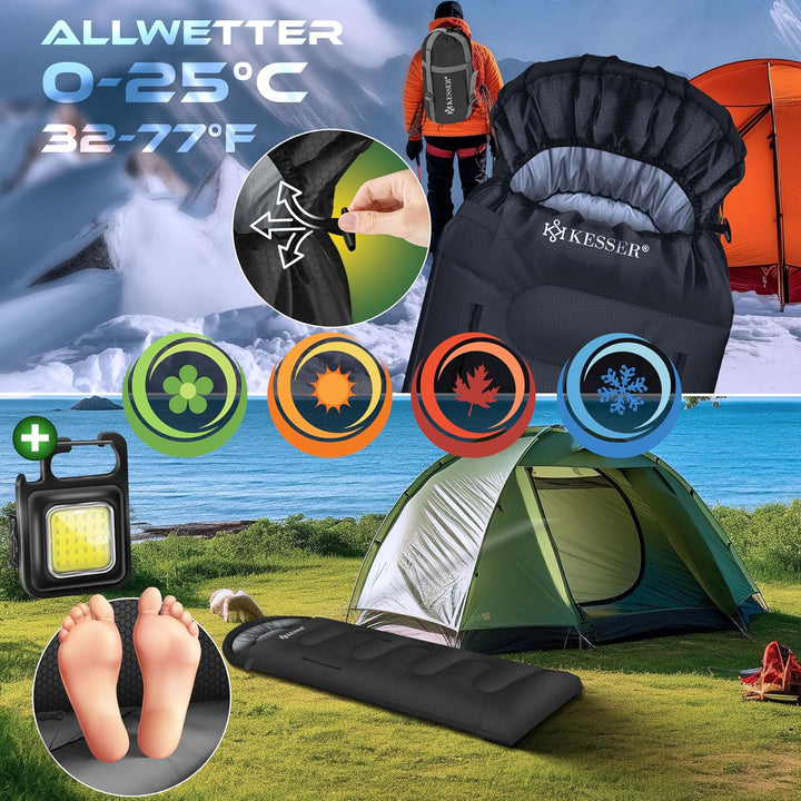 KESSER® Schlafsack Outdoor | Deckenschlafsack 3-4 Jahreszeiten | Camping-Sleeping-Bag für Erwachsene