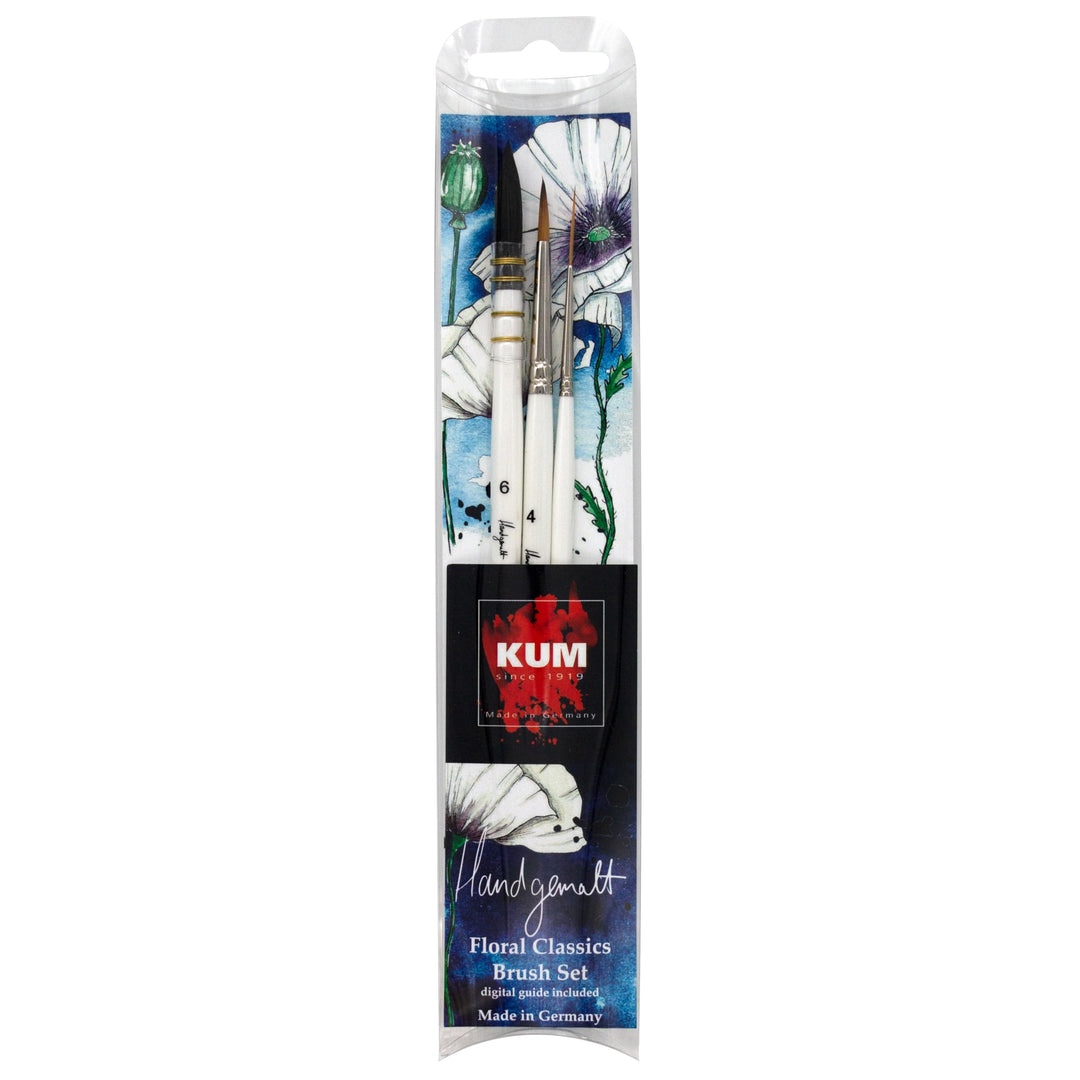 KUM 5146816 - Künstlerpinsel Set 3-teilig, handgemalt Floral Classics Brush Set