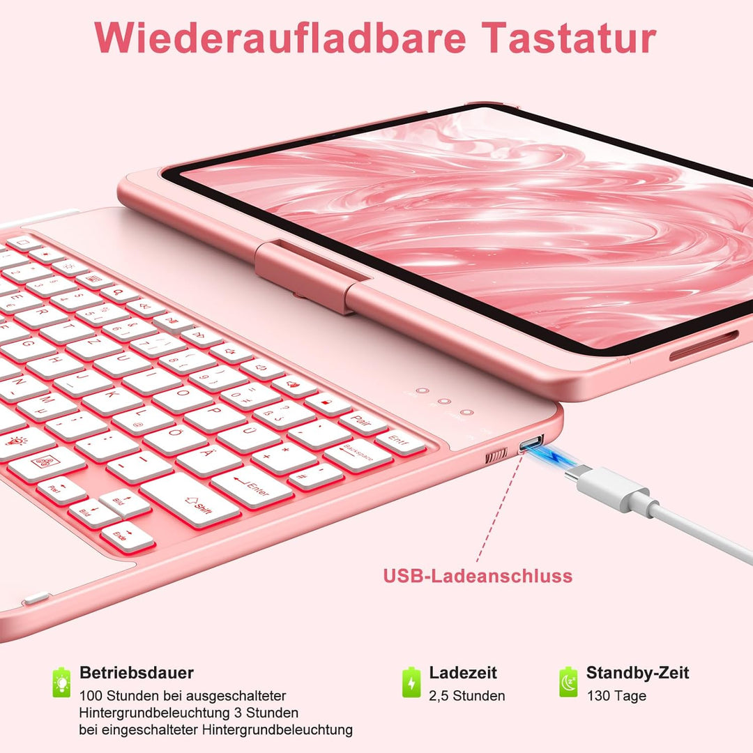 aMZCaSE für iPad 10. Generation 2022/A16 11.Generation 2025 (10,9/11 Zoll) Hülle mit Tastaturhülle,T