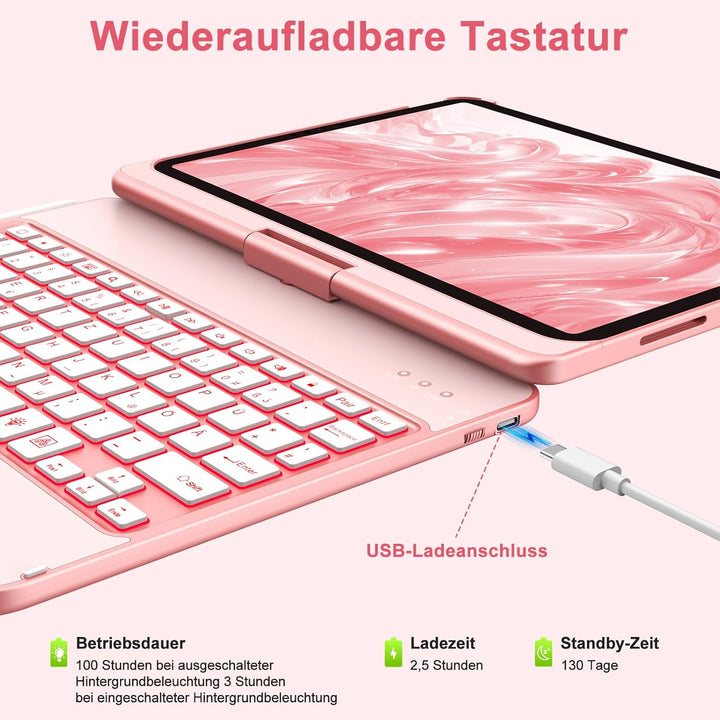 aMZCaSE für iPad 10. Generation 2022/A16 11.Generation 2025 (10,9/11 Zoll) Hülle mit Tastaturhülle,T