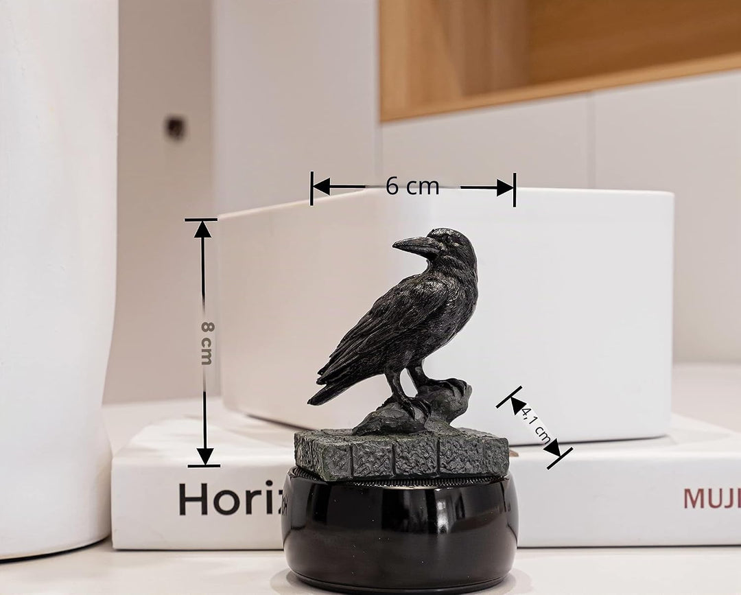 EASCHEER Rabe auf Rock Statue 7,6 cm Gothic Crow Scavenger Bird Decor Figur Rabe auf Fels, Rabe auf