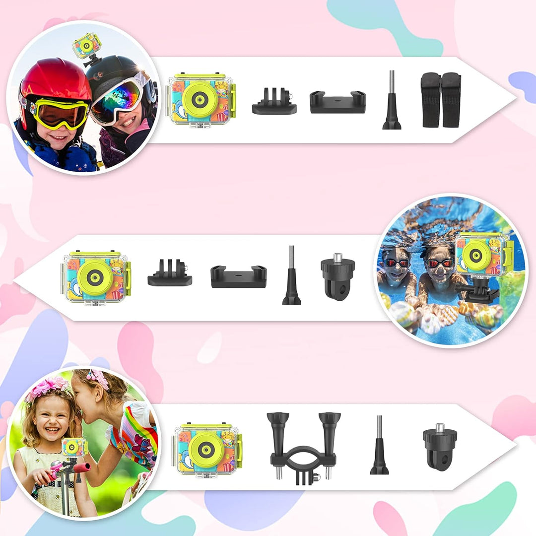 Ushining Kinderkamera wasserdichte Kamera für Kinder, HD 1080P Digitalkamera Videokamera Selfie Kame