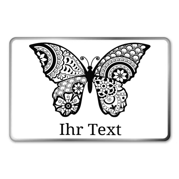 gravur-farbik.de – personalisierbare eckige Dose mit Name oder Wunschtext – Zentangle Schmetterling