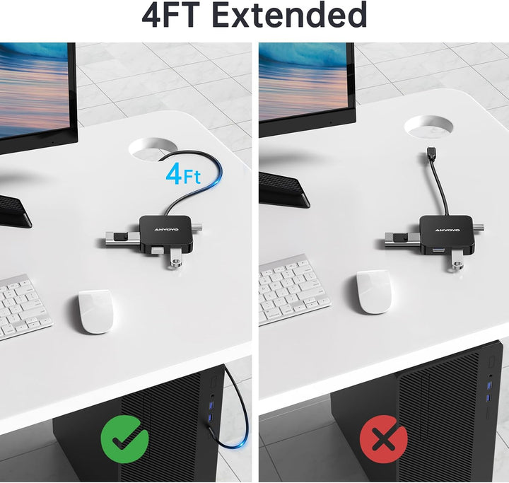 USB C Hub, 120cm 6-in-1 USB C auf HDMI Adapter mit 4K-HDMI, 1 USB 3.0 C Datenanschluss, 100W PD Schn