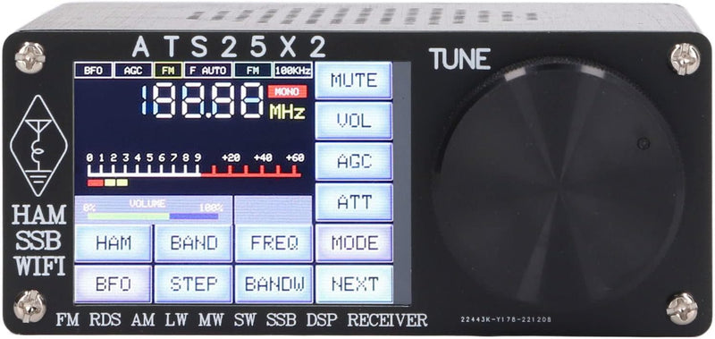 ATS25X2 Vollband Funkempfänger, DSP Empfänger FM LW MW SW SSB Kurzwellenempfänger mit 2,4 Zoll Farb