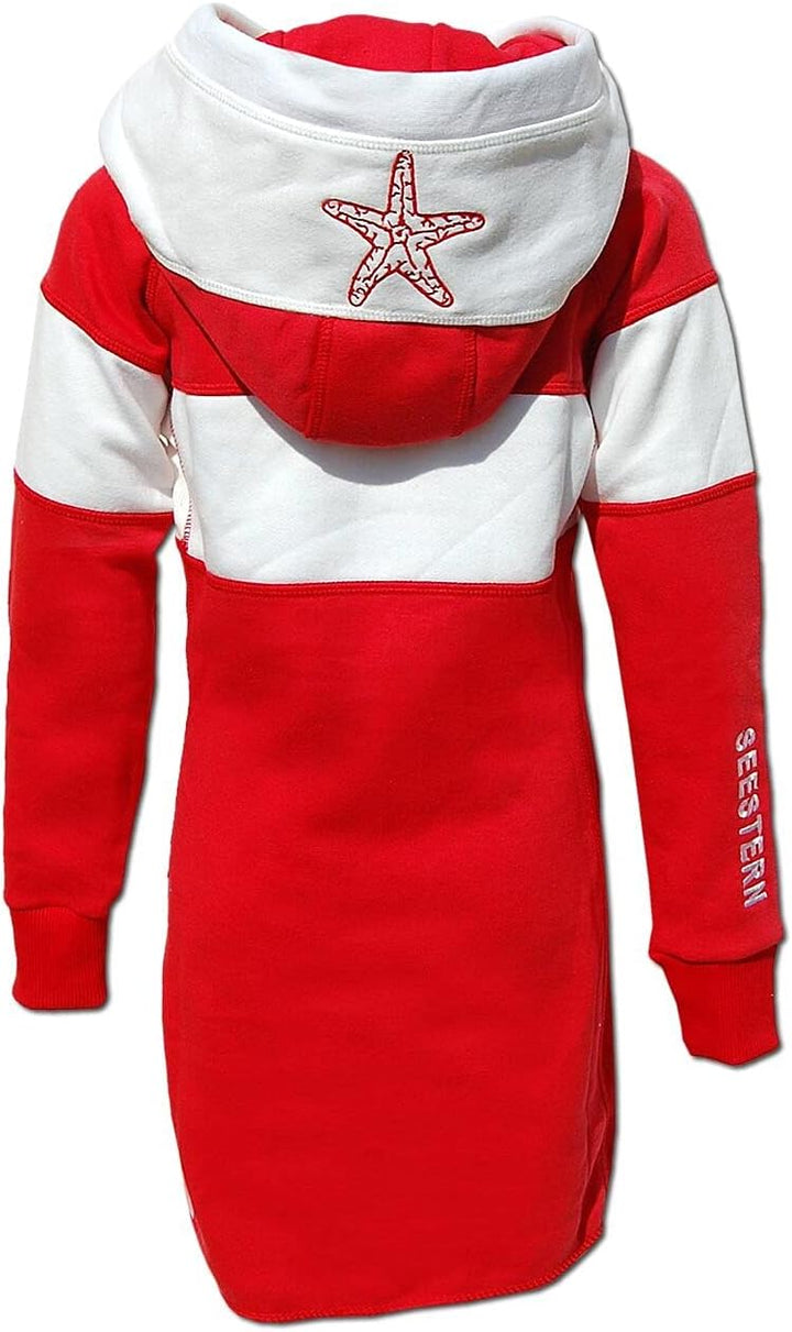 SEESTERN Kinder Langes Kapuzen Sweat Shirt Pullover Hoody Sweater Gr.116-164/2105 158 Rot_weiss, 158