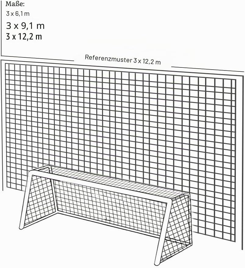 Aoneky Fussball Ballfang Netz 3x3M/3x6M /3x9M/3x12M /3x15M,10 x10 cm Masche, 2,5mm Polyethylen Seil,