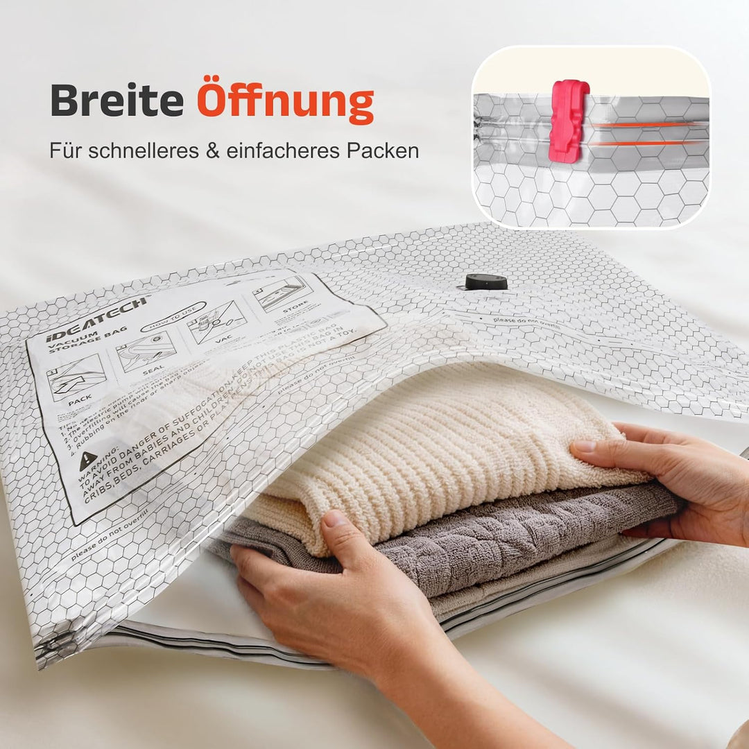 IDEATECH Reise Vakuumbeutel für Kleidung mit USB Pumpe, Kompressionsbeutel | 15 Stück Kompressionsbe