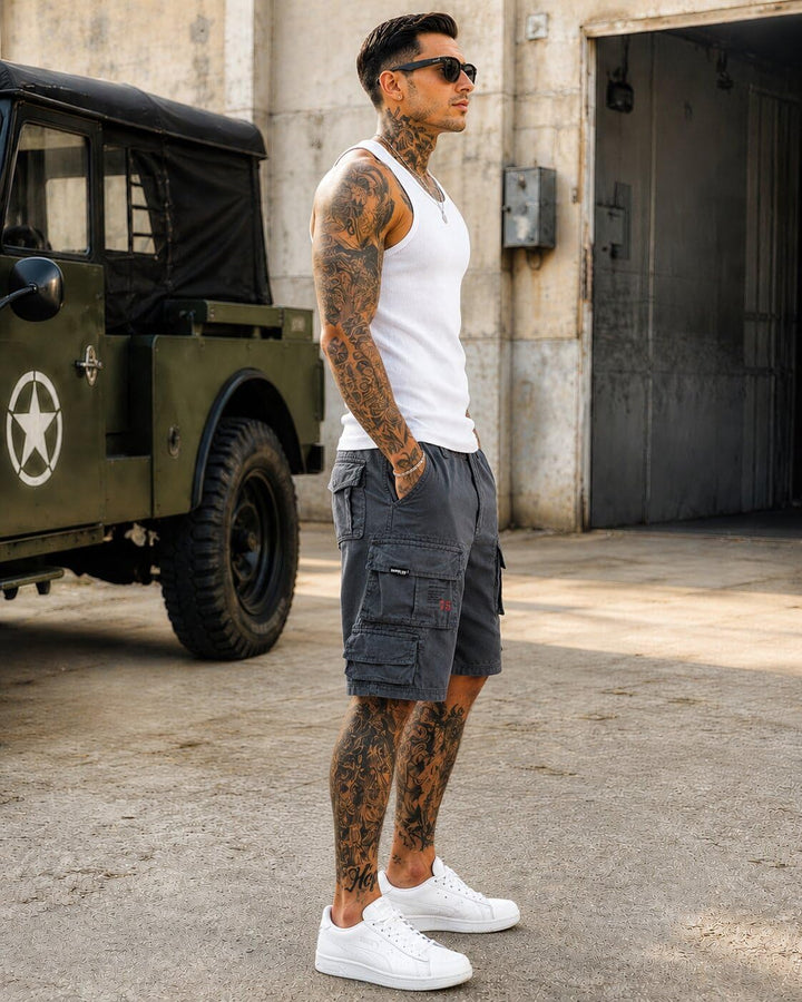 Trooper Herren Cargo Shorts Lightning Edition Bermuda Kurze Hose Vintage (S-7XL) S Anthrazit, S Anth