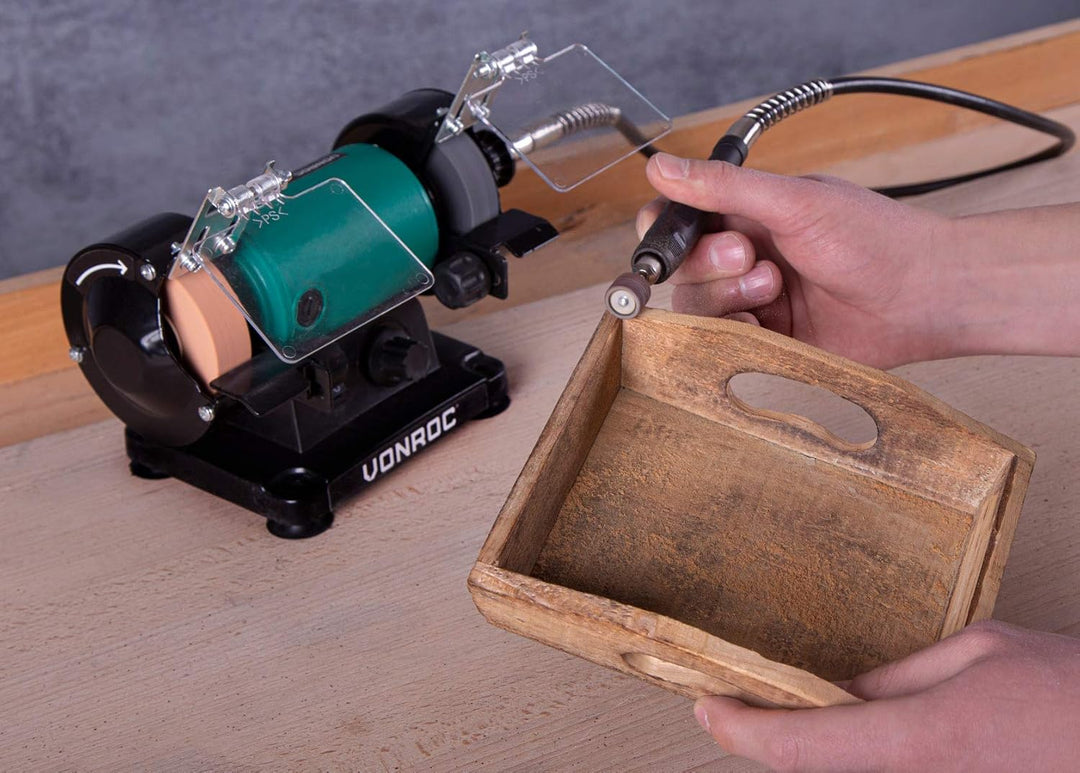 VONROC Doppelschleifer/Doppelschleifmaschine/Multifunktionswerkzeug 150W - 75mm mit flexibler Welle