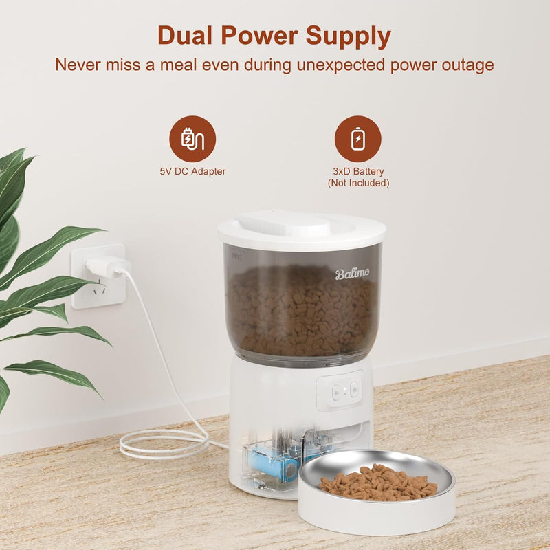 Balimo Futterautomat Katze | 3L Automatischer Futterspender Katze 2,4 G WiFi | App Steuerung mit Ede