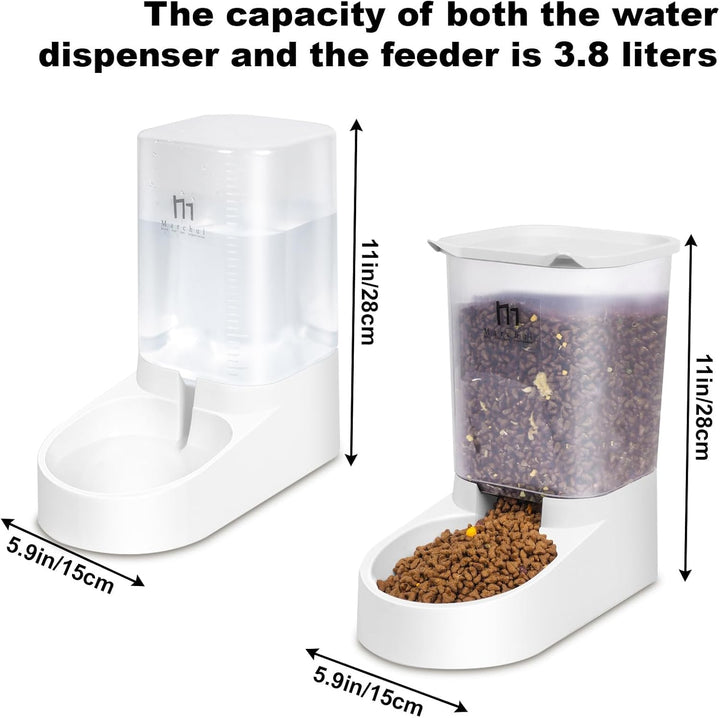 PAKEWAY Futterautomat Katze, Automatischer Futterspender & Wassertränker im Set für Hunde, Katzen un