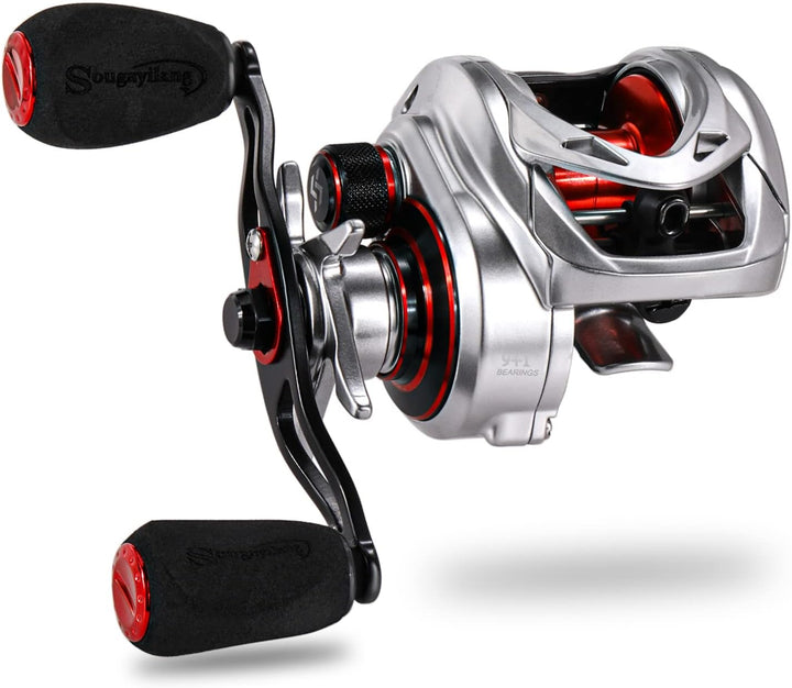 Sougayilang MAX Baitcasting Rolle 8.0:1 High Speed Gear Ratio Angelrolle 18LB Kohlefaser Drag Baitca