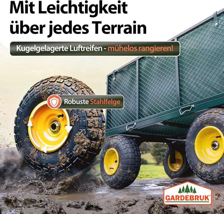 GARDEBRUK® Bollerwagen 550kg Belastbar Klappbar Stabil Herausnehmbare Plane Gerätewagen Handwagen Ga