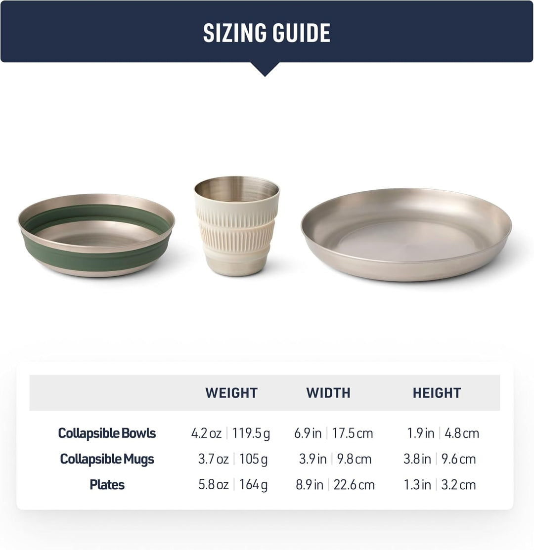 Sea to Summit Detour Stainless Steel Collapsible Dinnerware Set 2P 6-teilig - Geschirrset green-grey