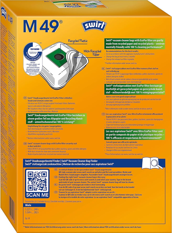 Swirl 205622 Staubfilterbeutel H32 MP Plus Air Space, 4 Beutel SW10554, SW10554