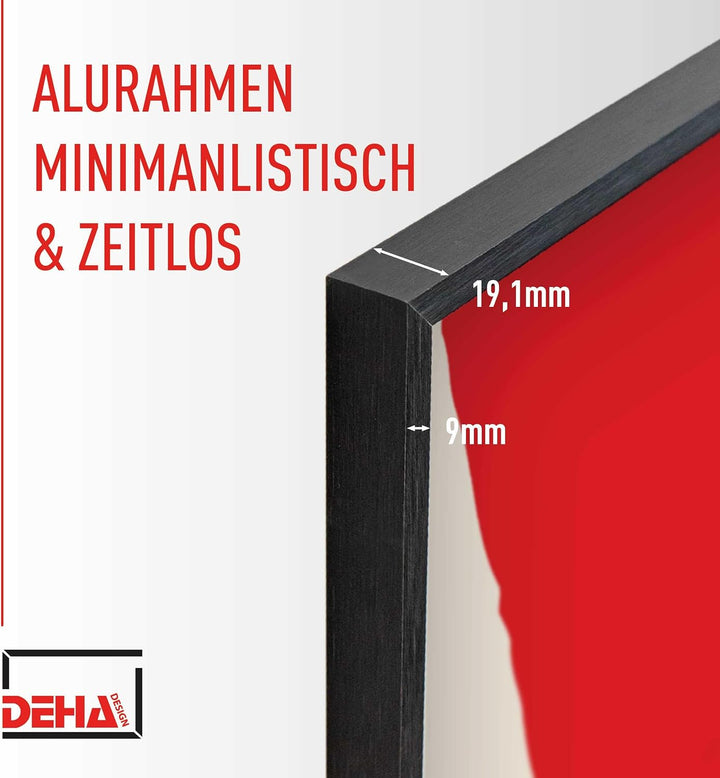 DEHA Design Bilderrahmen Tribeca, 60x80 cm, Aluminium Schwarz Matt, bruchsicheres Acrylglas, für Pos