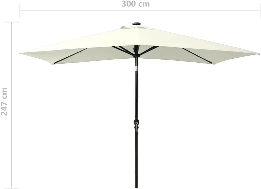 vidaXL Sonnenschirm mit LEDs Stahl-Mast Gartenschirm Marktschirm Strandschirm Schirm Sonnenschutz Ku