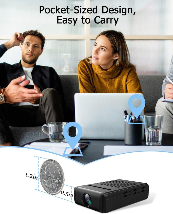 Mini WLAN Kamera, 4K HD Überwachungskamera 180° drehbarem Objektiv, Remote Viewing für Sicherheit mi