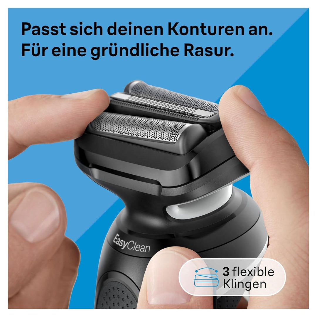 Braun Series 5 Elektrorasierer mit EasyClick Aufsatz, Barttrimmer, Rasierer Herren, EasyClean, Wet &
