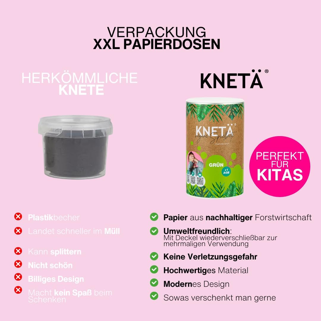 KNETÄ KNET Set I SPARBUNDLE I XXL Papierdose (1.000g) - Vegane Spielknete für Kinder ab 1 Jahr I Mad