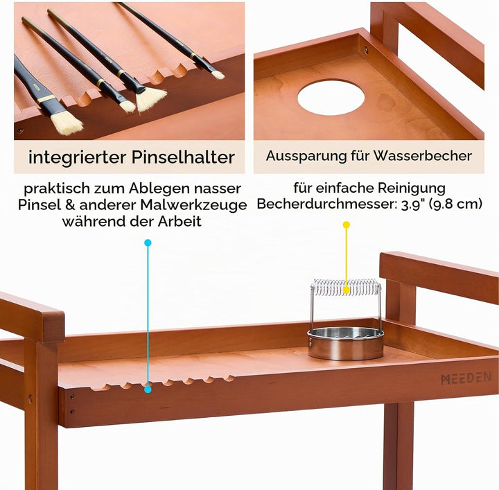 MEEDEN Beistellwagen mit Rollen, Walnuss 3-Tier Multifunktionale Art Storage Cart Organizer, Massivh