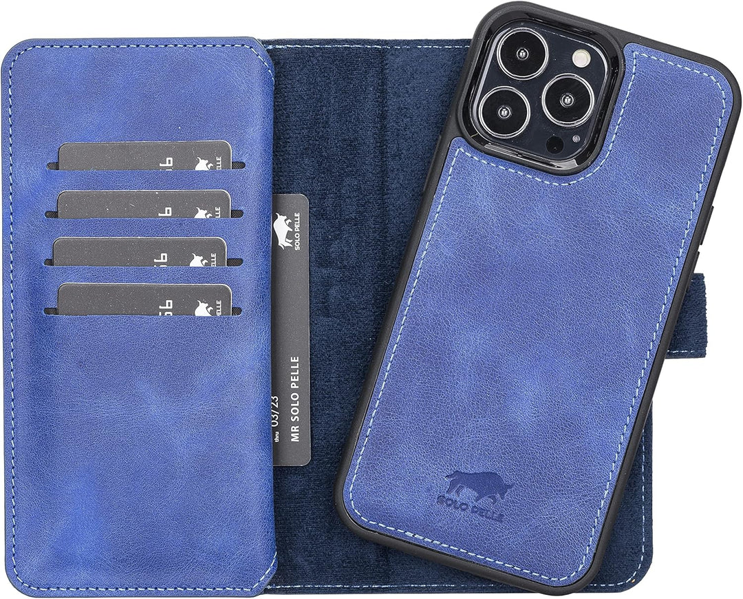 Solo Pelle Lederhülle kompatibel für iPhone 13 Pro in 6.1 Zoll abnehmbare Hülle (2in1) Harvard Doubl