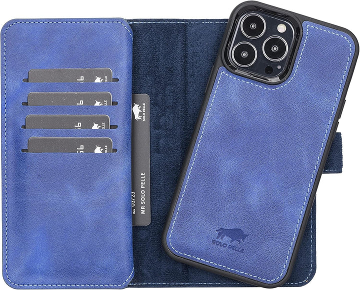 Solo Pelle Lederhülle kompatibel für iPhone 13 Pro in 6.1 Zoll abnehmbare Hülle (2in1) Harvard Doubl