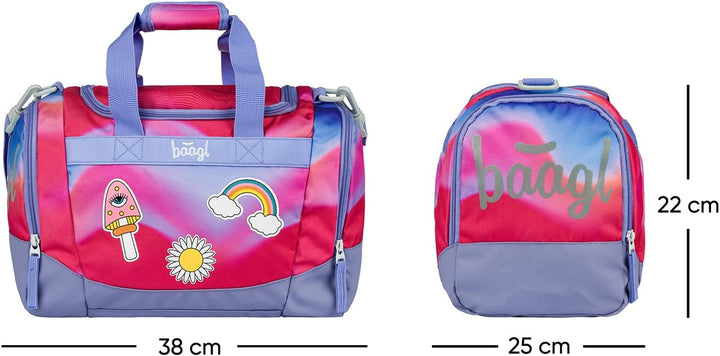Baagl Sporttasche Mädchen Reisetasche Kinder Schwimmtasche Sport - Hippie | Kompakt und Robust für S