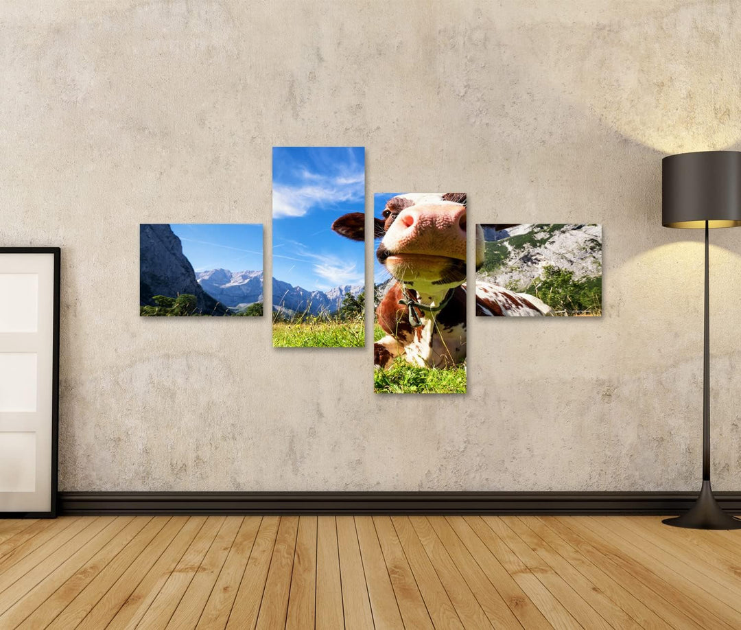 islandburner Bild auf Leinwand Kühe Auf Das Karwendelgebirge In Österreich Wandbild Poster Kunstdruc